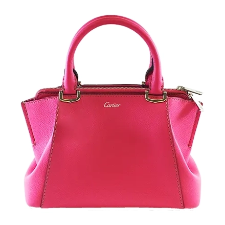 カルティエ Cドゥ レザー ピンク ハンドバッグ